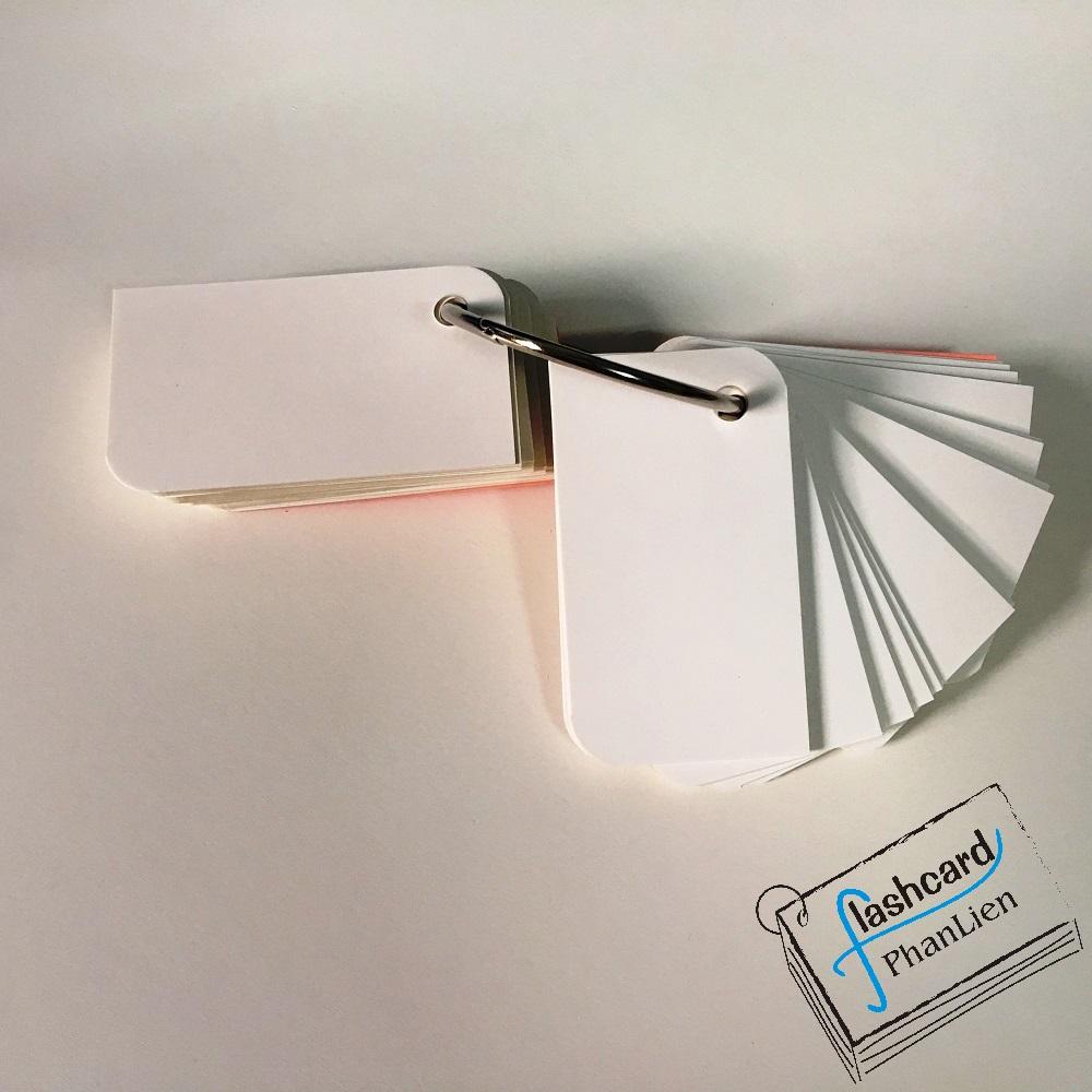 [HCM]1000 thẻ flashcard trắng bo góc 4x7 cm tặng kèm 10 khoen - Flashcard Phan Liên