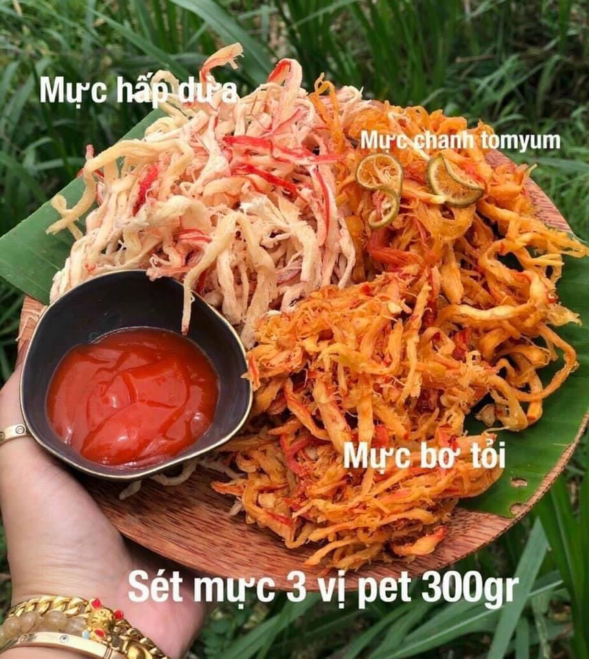 Mực sợi mix 3 vị - hấp dừa - bơ tỏi - tomyum -món ăn vặt