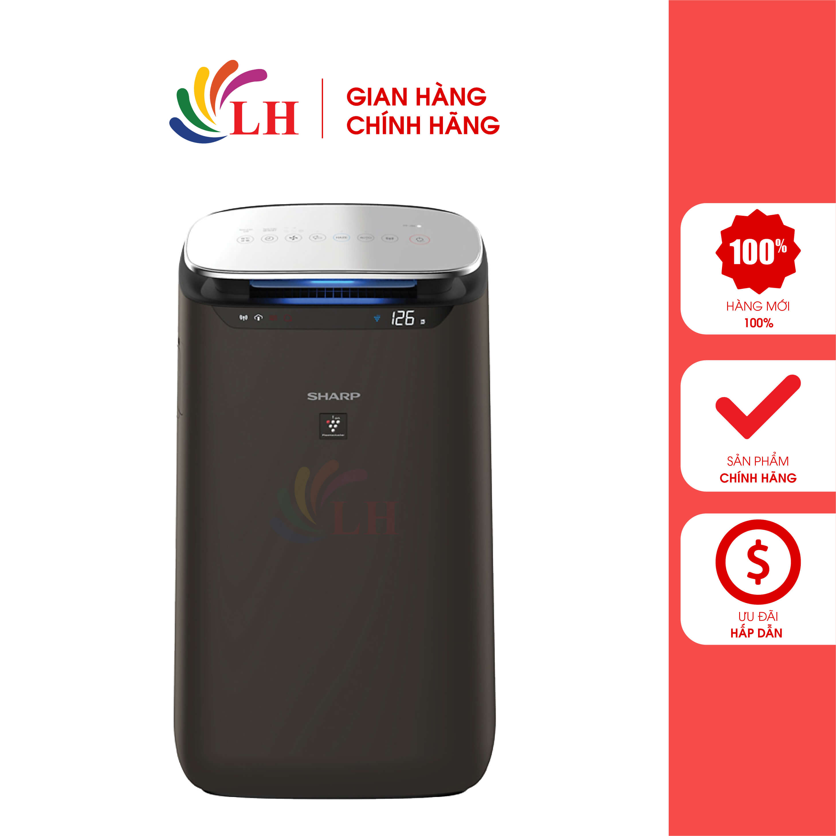 Máy lọc không khí Sharp FP-J80EV-H - Hàng chính hãng - Công nghệ Inverter Bộ lọc Hepa Diệt khuẩn công nghệ Plasmacluster ion