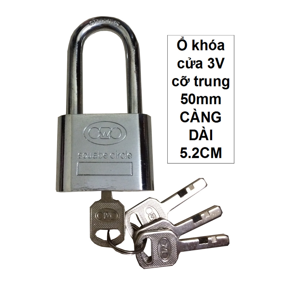 Ổ khóa cửa cỡ trung 50 mm càng dài 5.2cm