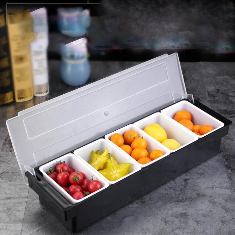 [HCM]Khay đựng topping 5 ngăn nhựa cao cấp