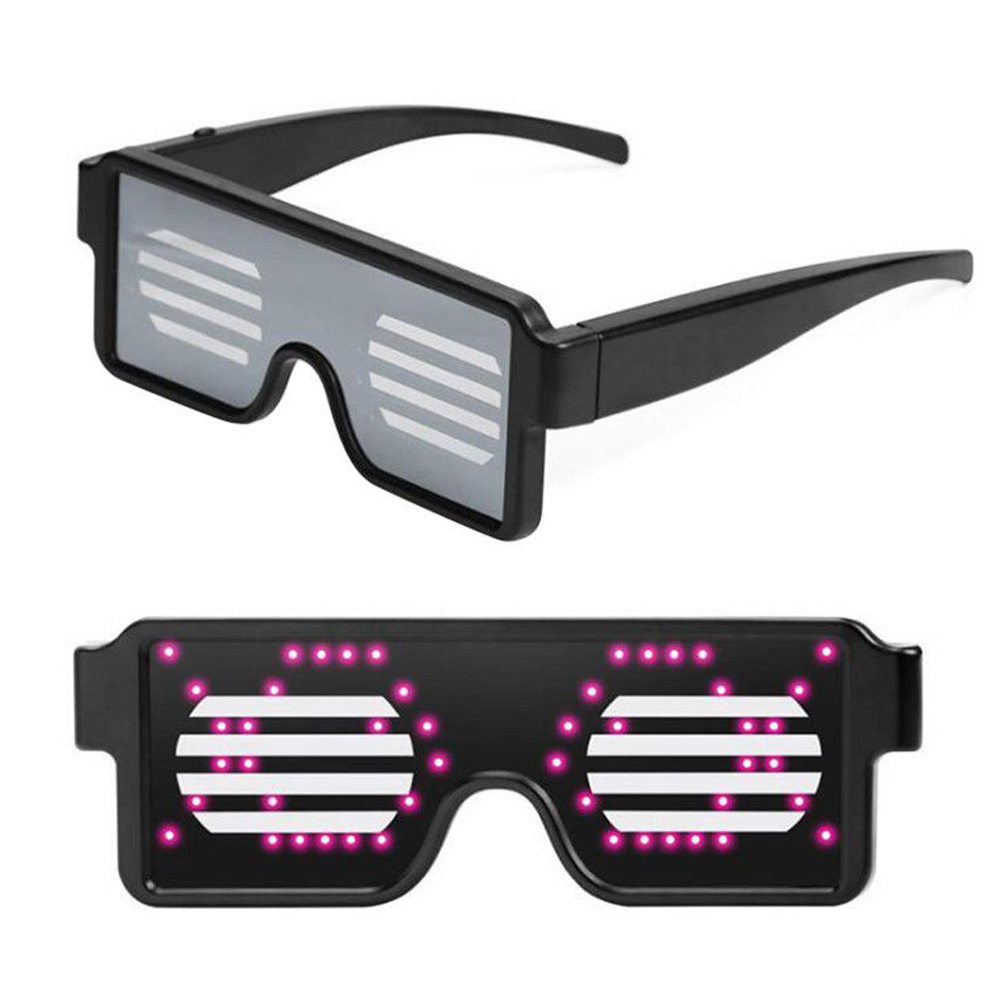 Kính LED USB có thể sạc lại sáng Kính râm với 8 chế độ hoạt hình