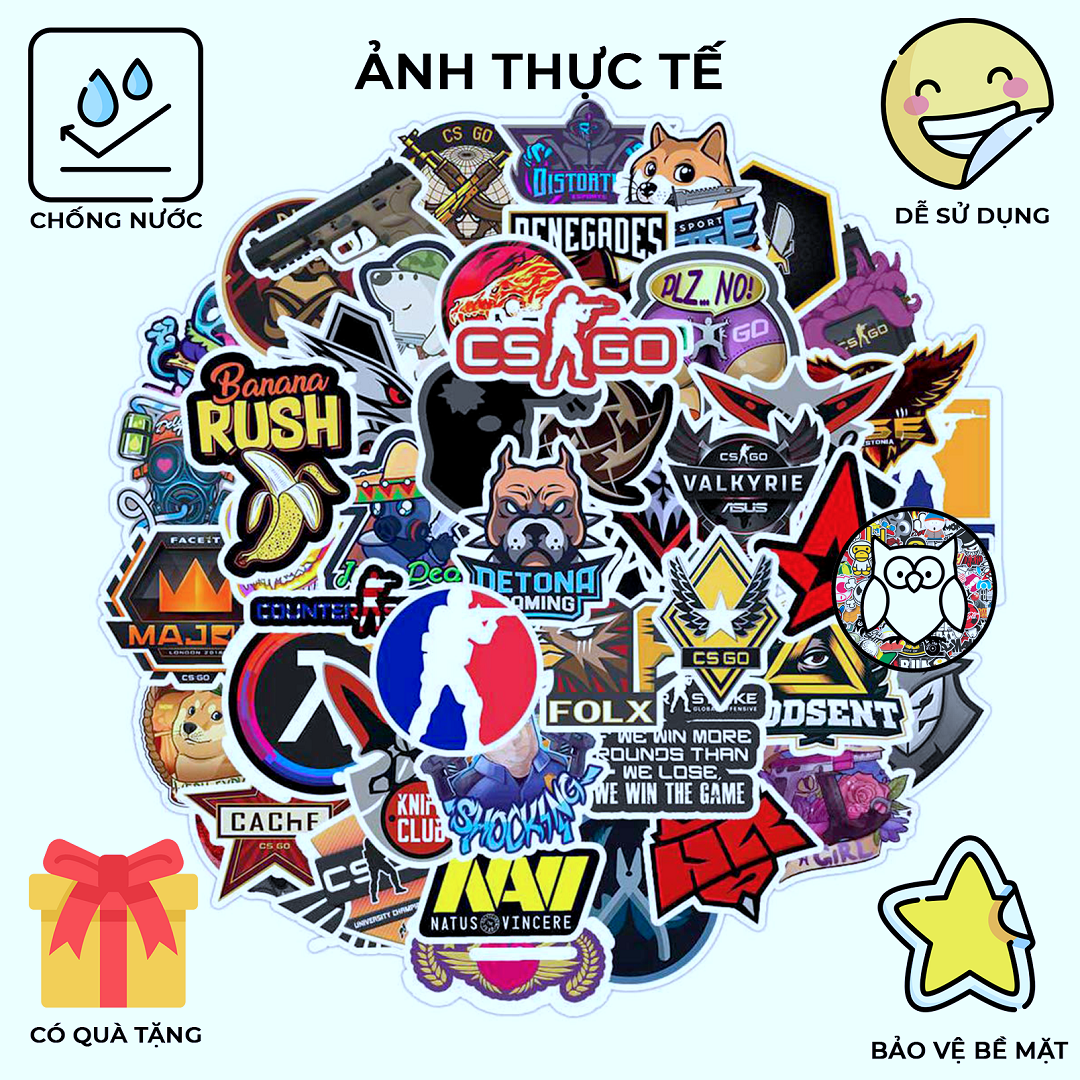 Bộ hình dán Counter-Strike:Global Offensive siêu hot sticker CS:GO pvc chống nước cao cấp, không bay màu trang trí vali, trang trí laptop, trang trí nón bảo hiểm - Owl Sticker