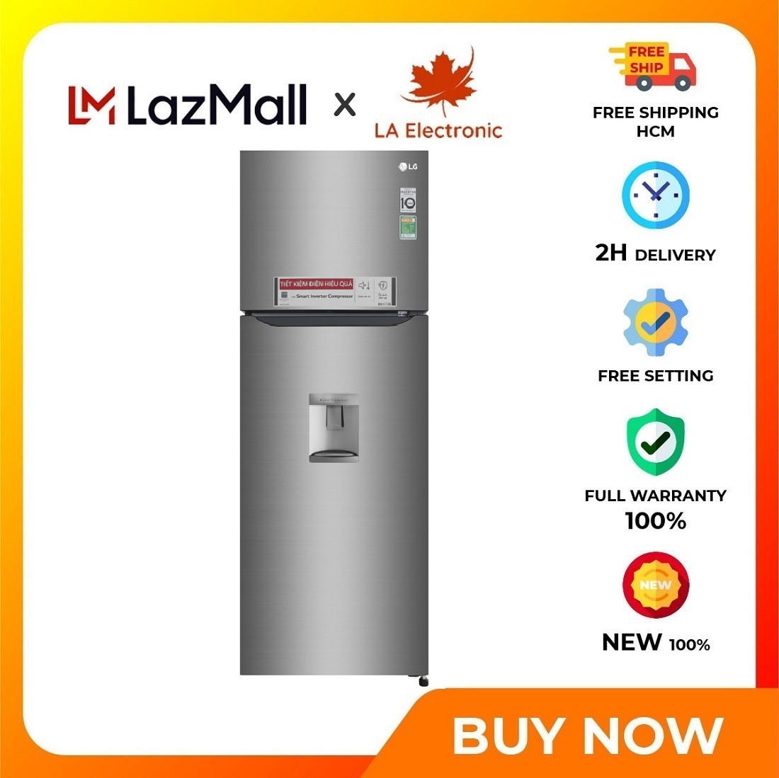 Tủ lạnh LG Inverter 315 lít GN-D315S - Miễn phí vận chuyển HCM - Lấy nước bên ngoài Chẩn đoán lỗi thông minh Smart Diagnosis Khay đá di động