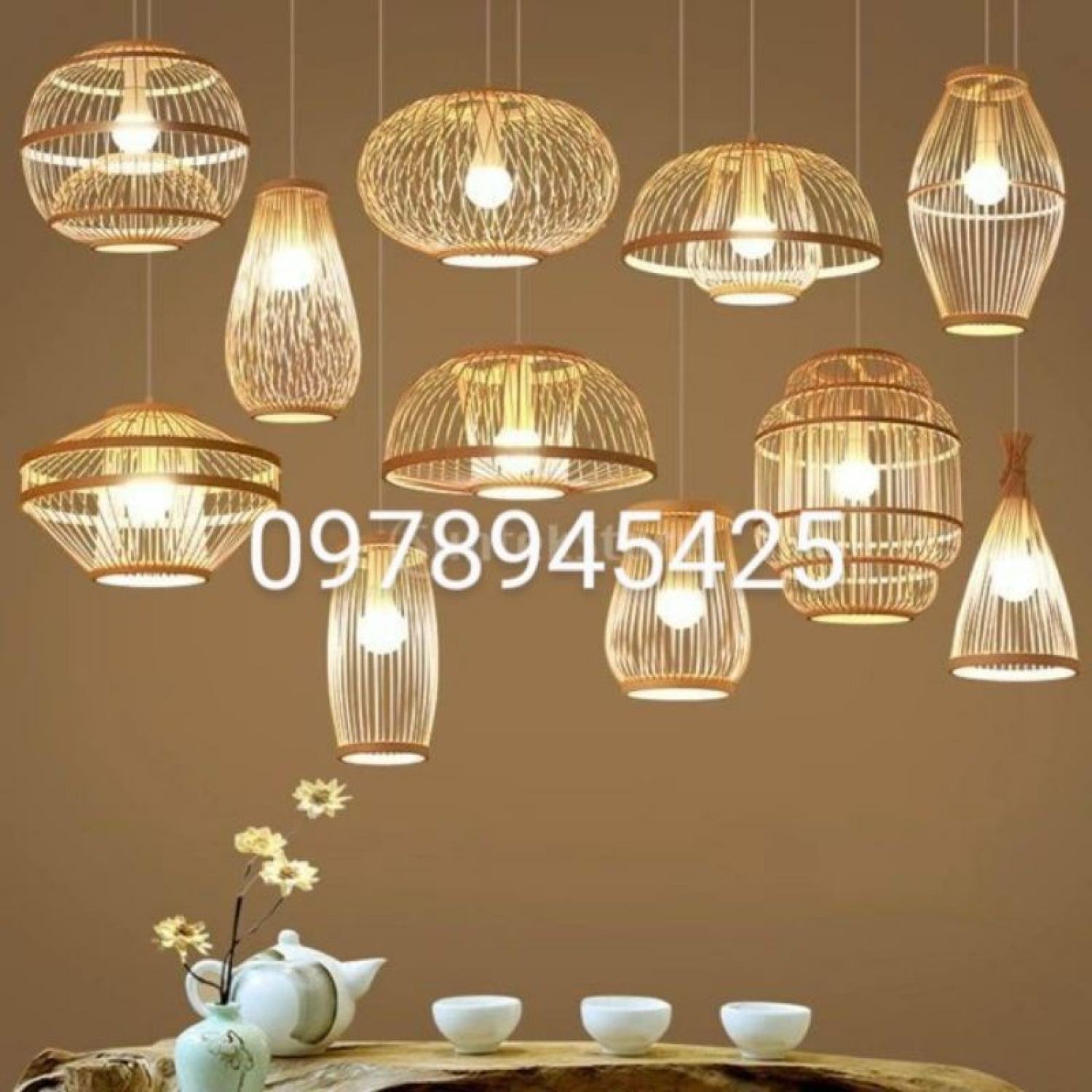 Đèn mây tre xưởng sản xuất/ đèn tre trang trí giá gốc tư vấn zɑlo 0978945425