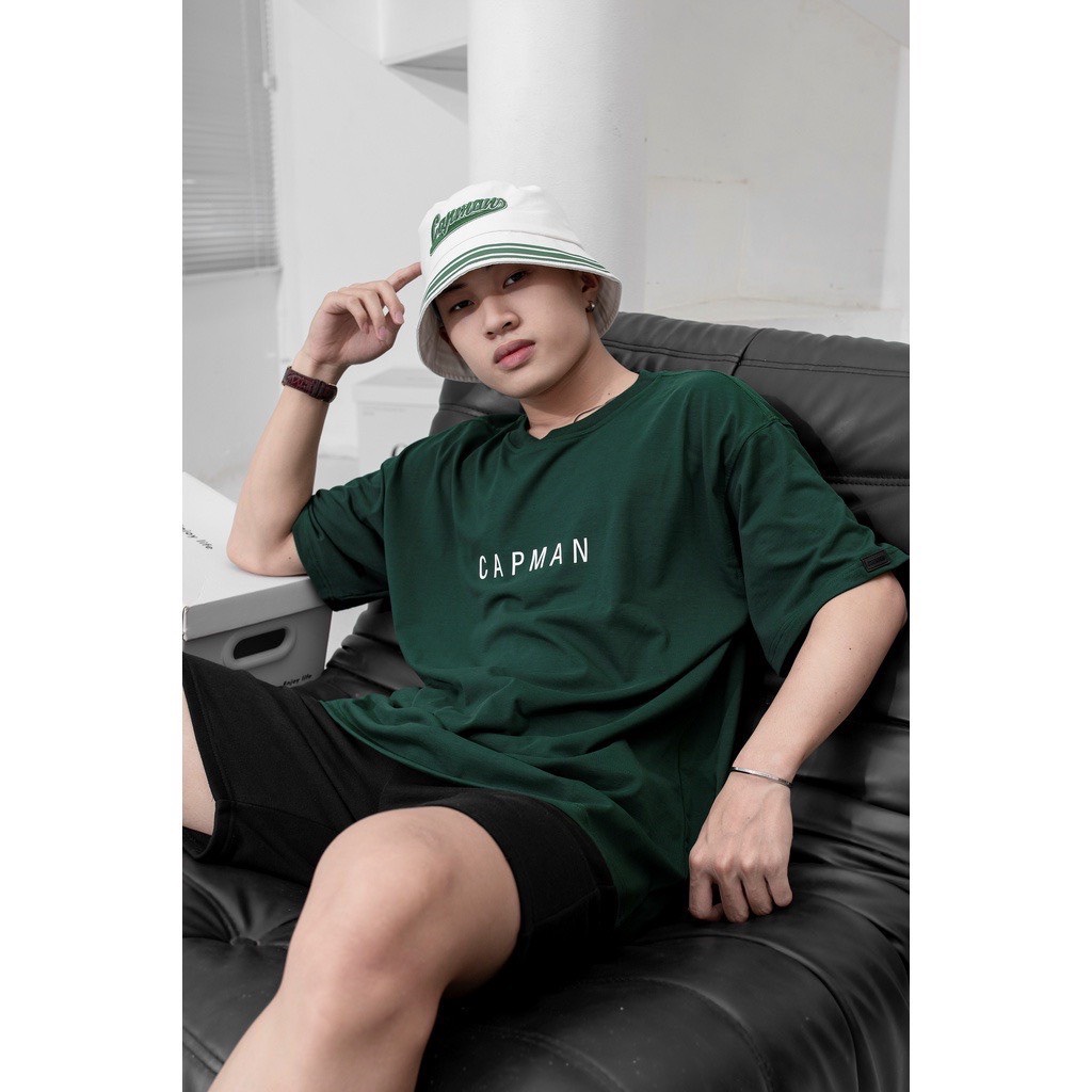 Áo thun nam nữ tay lỡ chất thun cotton mát mịn in chữ đơn gỉan màu xanh rêu