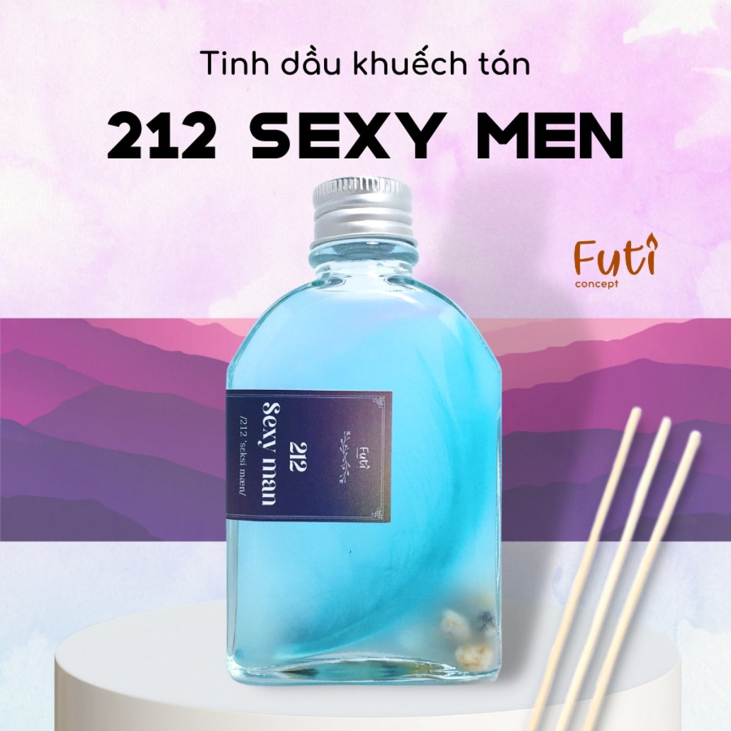 Lọ tinh dầu khuếch tán hương nước hoa sexy men 100ml tặng kèm 3 que khuếch tán