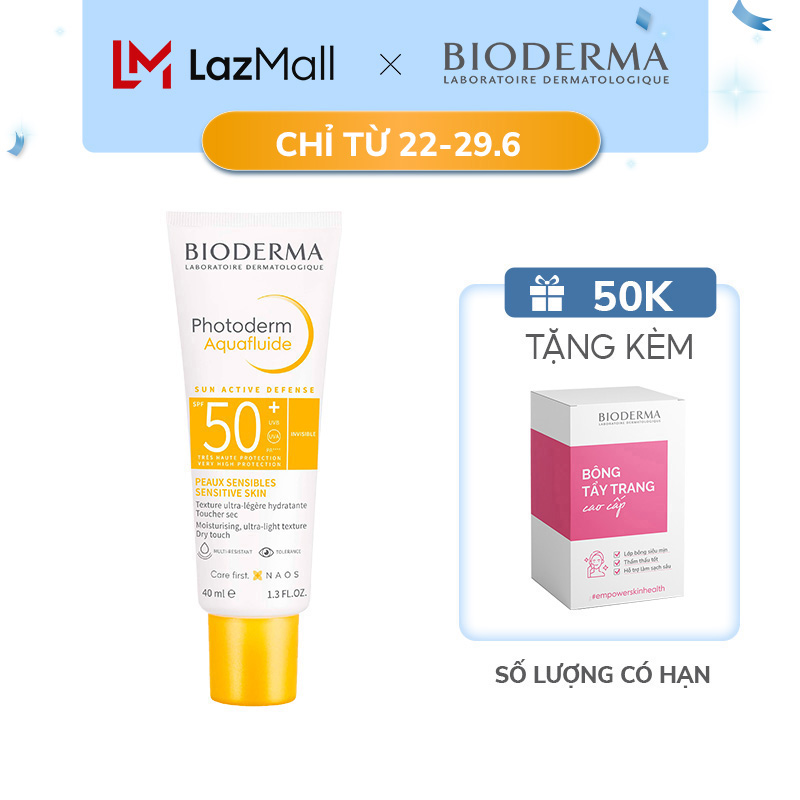 [LazVoucher 10% ĐH 250K] Kem chống nắng giảm bóng nhờn cho mọi loại da Photoderm Aquafluide SPF 50+ - 40ml [Không màu]