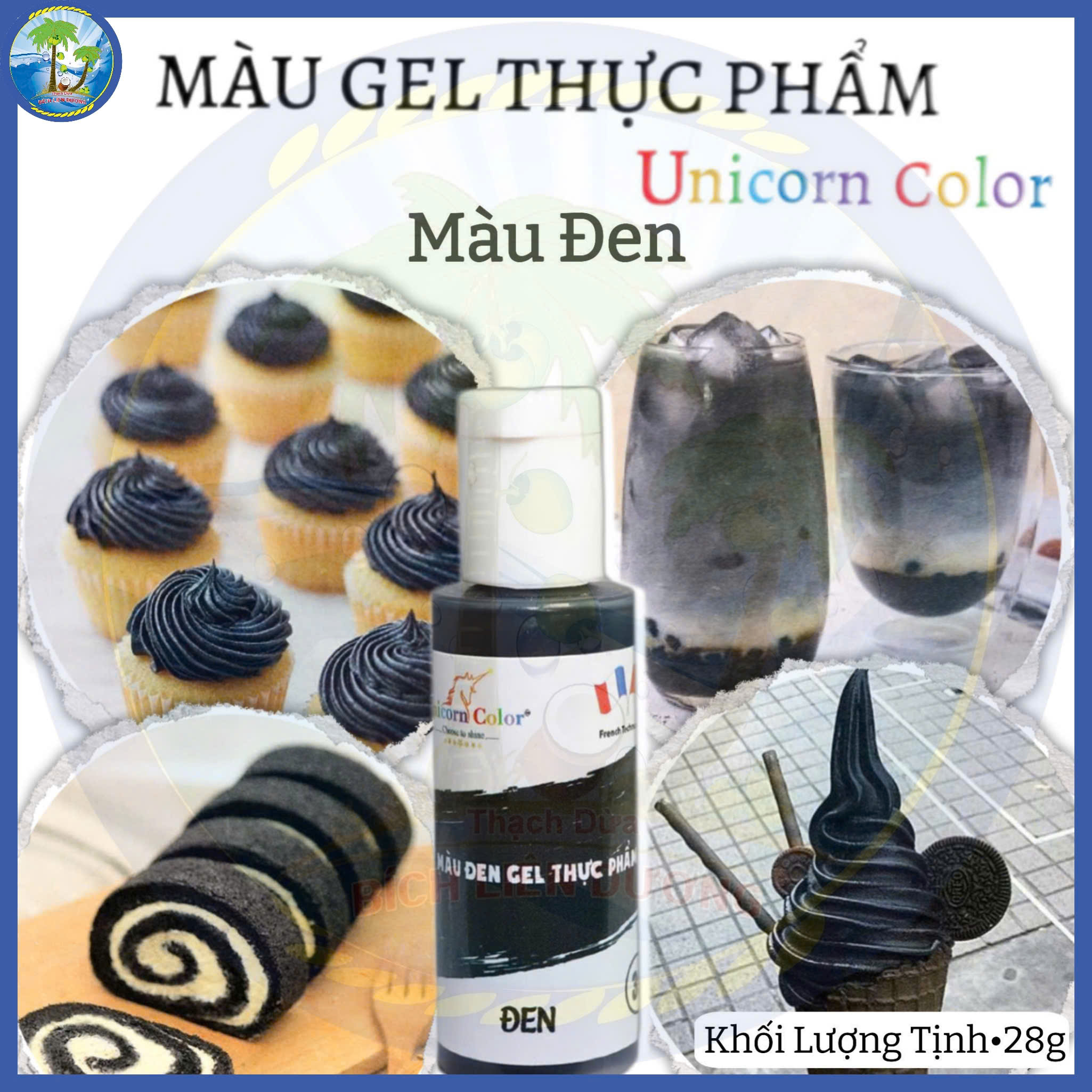 [Chai 28g] Màu đen_Màu gel thực phẩm Unicorn Color