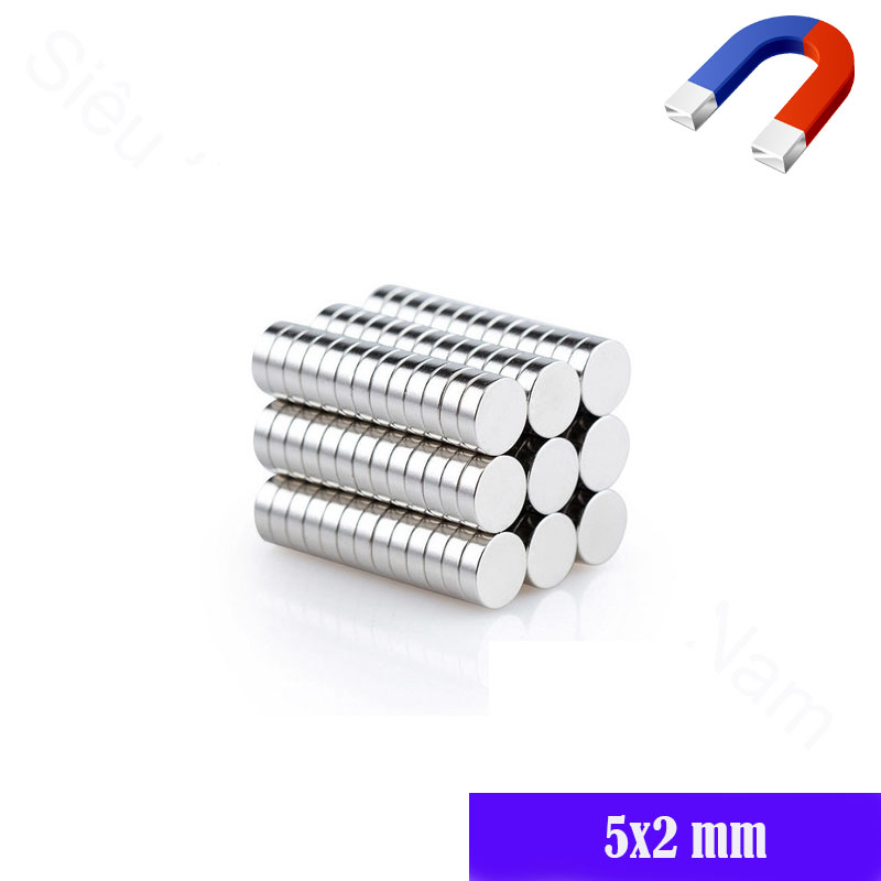50 viên nam châm đất hiếm 5x2mm, nam châm mạ niken lực hút mạnh