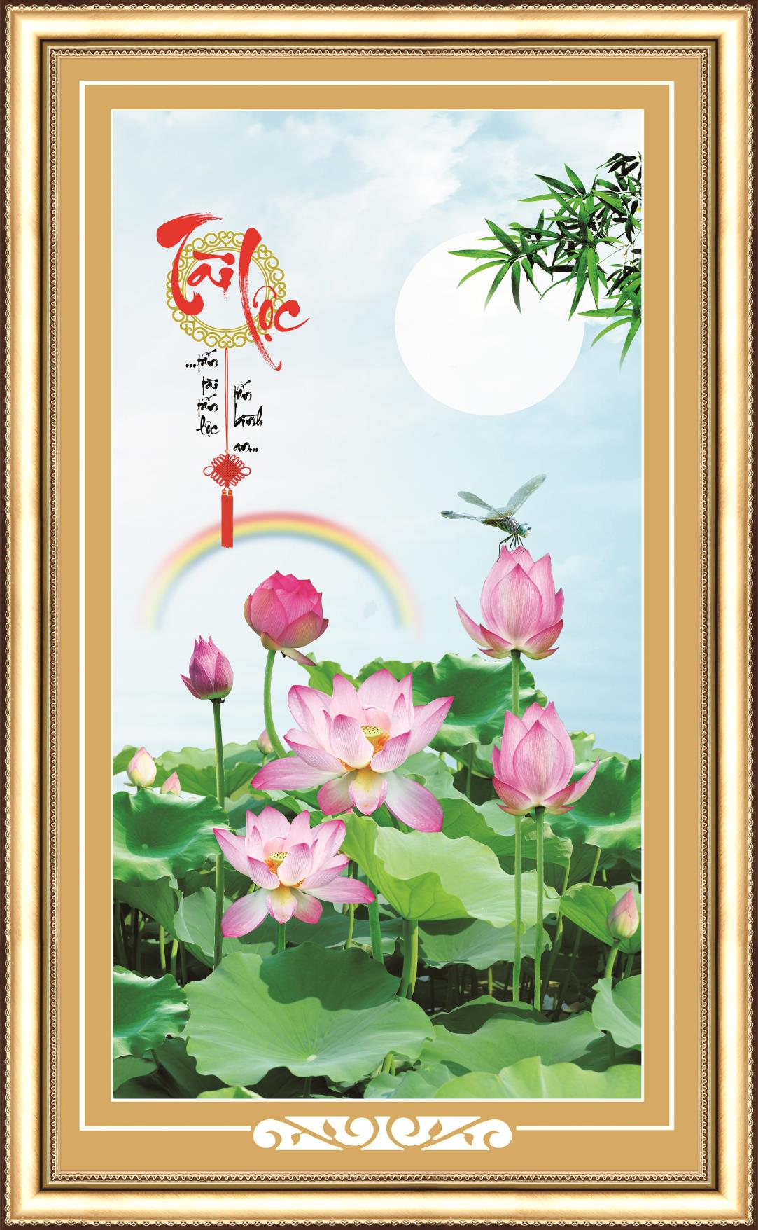 [HCM]Tranh đính đá tài lộc 50x70cm chưa đính 77766