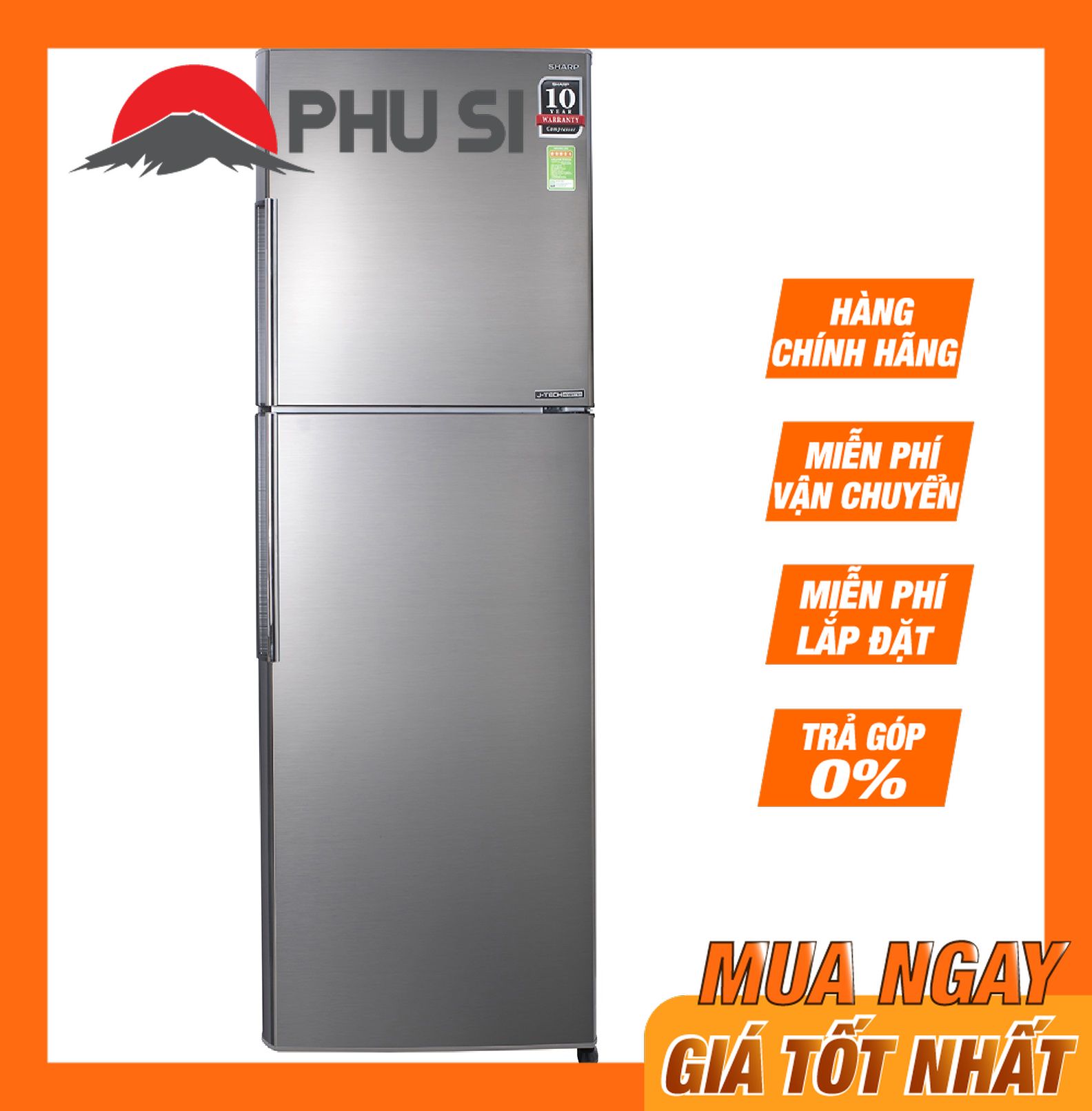 ✅trả góp 0% - bảo hành 1 năm - tủ lạnh sharp inverter 314 lít sj-x316e-sl