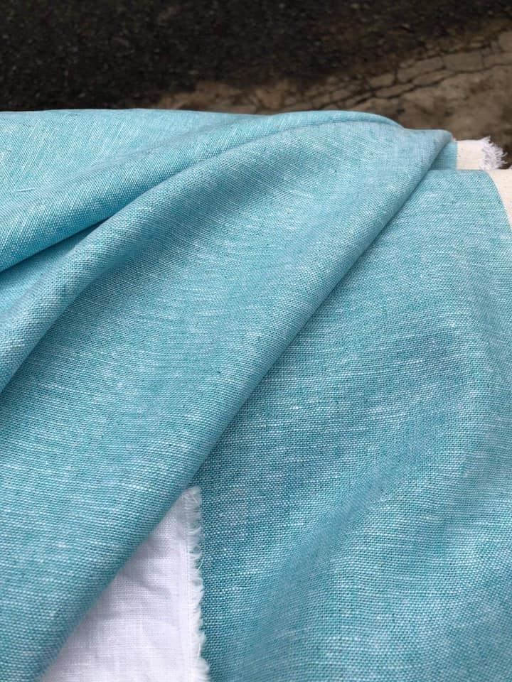 Vải linen bột 2 sợi màu xanh Ngọc