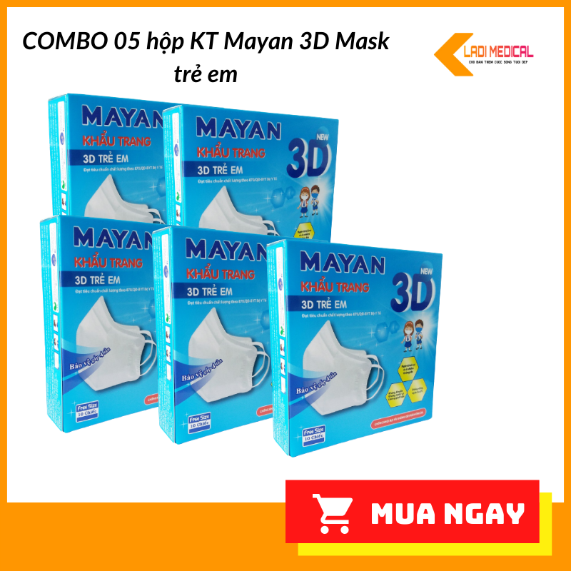 COMBO 5 Hộp Khẩu trang 3D Mayan trẻ em 10 cái/hộp