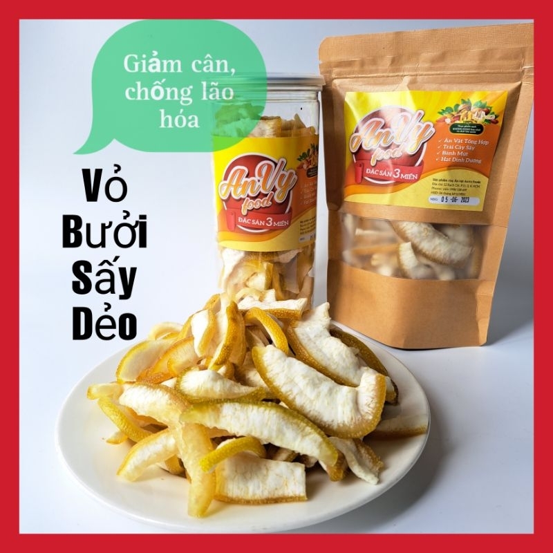 Mứt vỏ bưởi sấy dẻo 500gr ngọt nhẹ, giòn dai, giảm cân đẹp dáng, ăn vặt anvy foods