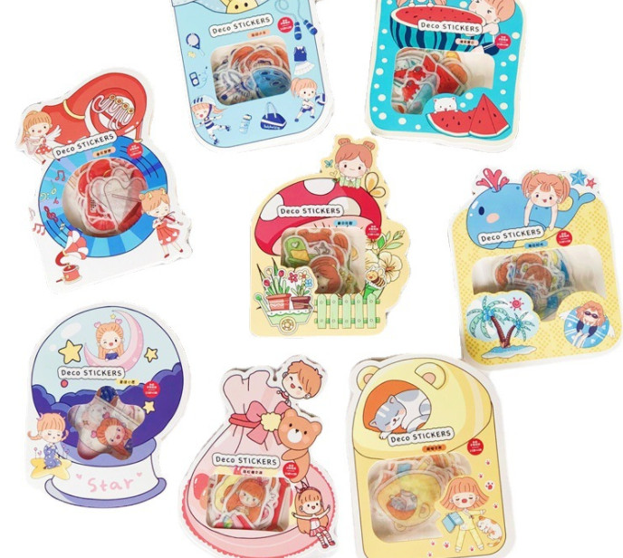 Sticker Cute Túi 40 Hình Dán Cô Gái Dễ Thương - Miếng Dán Trang Trí Sổ Planner Bullet Journal Hàn Quốc
