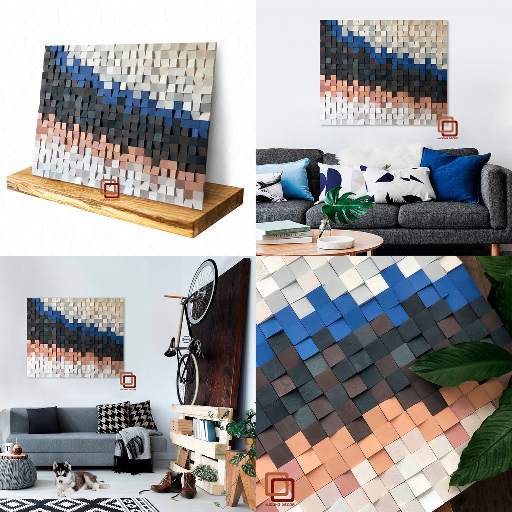Tranh gỗ trang trí 3D RẰN RI CÁ TÍNH (Wood mosaic) - (KÍCH THƯỚC 60x1m2 và 60X80cm)
