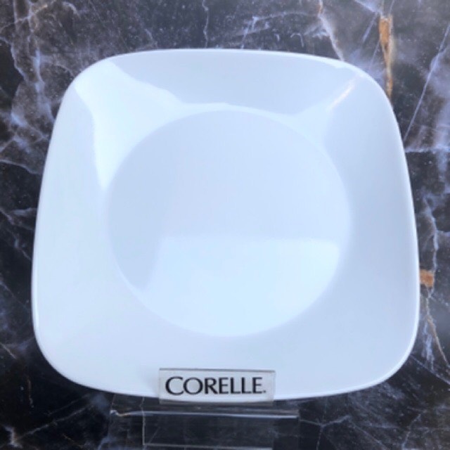 Corelle USA - Winner White Frost - Dĩa Vuông trắng trơn 25cm/ 23cm/ 17cm