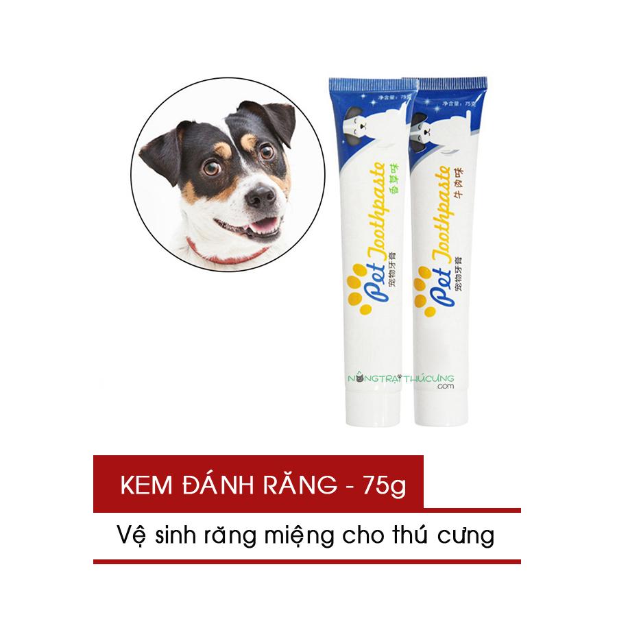 Bộ Kem đánh răng vệ sinh răng miệng cho thú cưng kèm bàn chải - 75gr - [Nông Trại Thú Cưng]