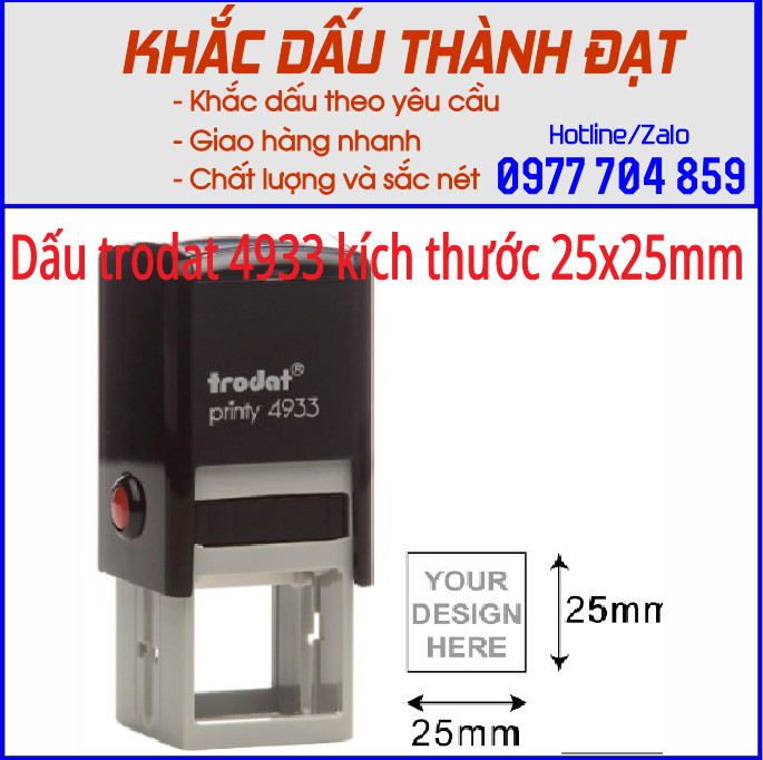 Khắc dấu tròn, dấu vuông kích thước 25x25mm