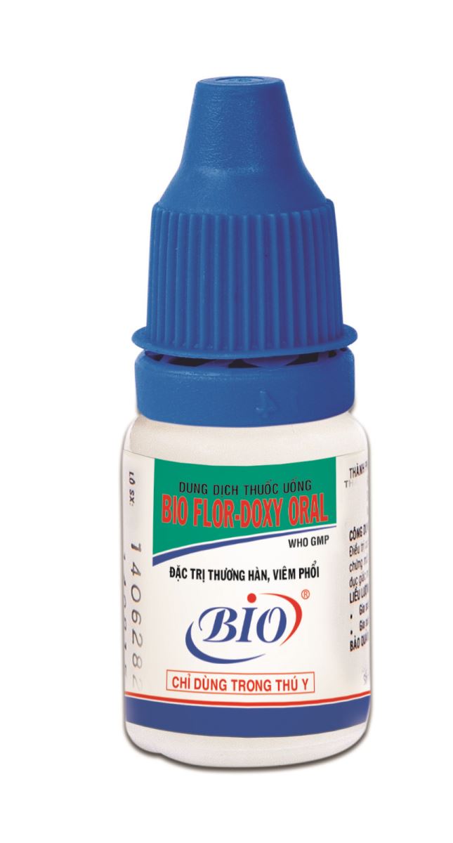 [HCM]BIO- FLOR DOXY ORAL UỐNG chai 10ml. Thú nhiễm thương hàn viêm phổi sưng phù đầu cho gà đá chó mèo