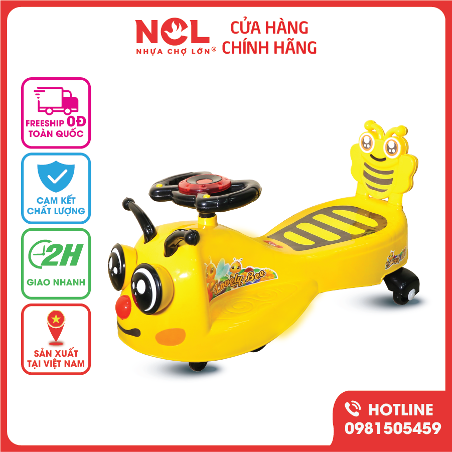Xe Lắc Trẻ Em Size Đại Nhựa Chợ Lớn Ong Con (Có nhạc) Dành Cho Bé Từ 2 - 4 Tuổi - M1786B-X3B