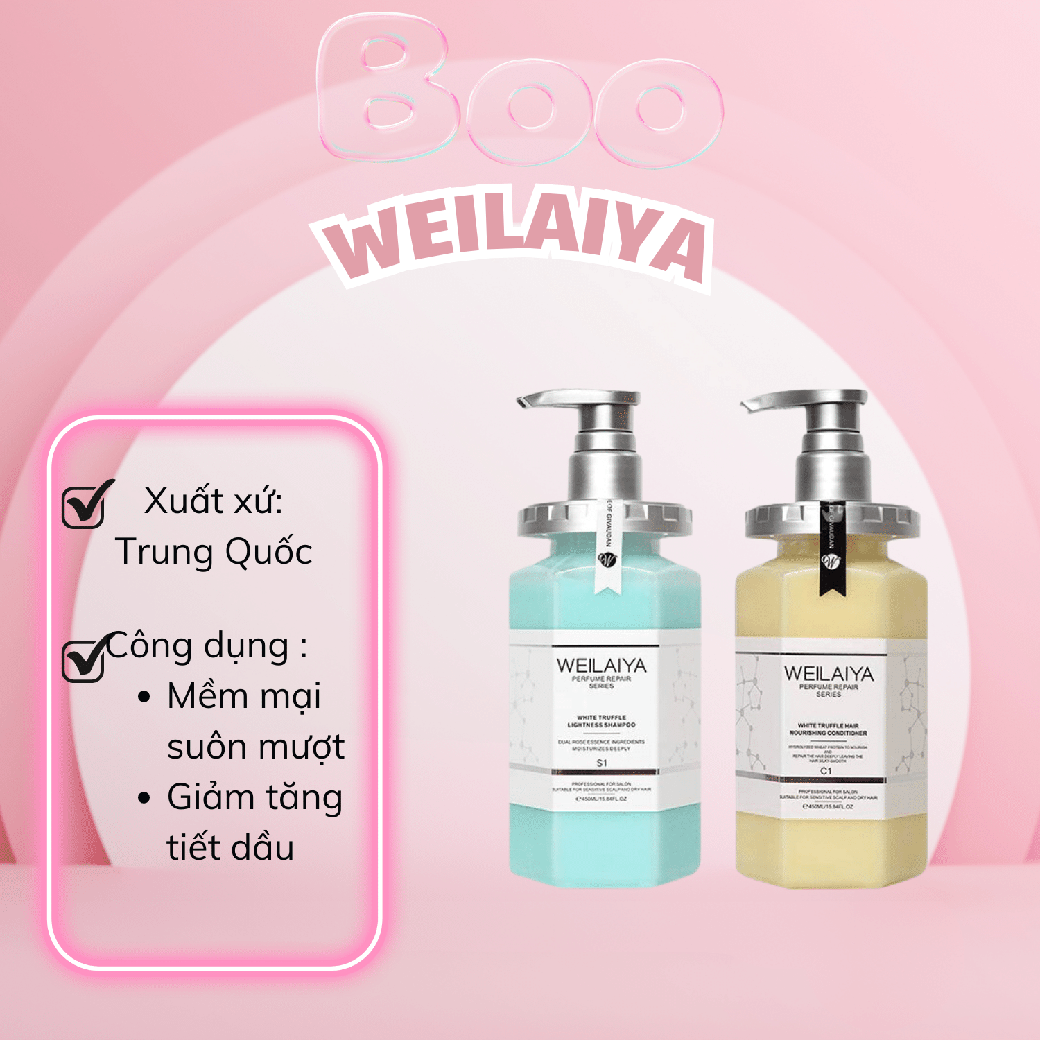 Set gội xả weilaiya phục hồi đa tầng nấm truffle - 450ml/chai