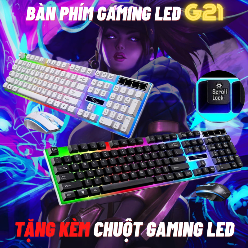 [Tặng Chuột Gaming Có Led] Combo Bàn Phím Giả Cơ G21 Pro Led Đa Màu Và Tùy Chọn Kèm Lót Chuột Cỡ Lớn Dành Cho Game Thủ - CÓ 2 PHÂN LOẠI TÙY CHỌN