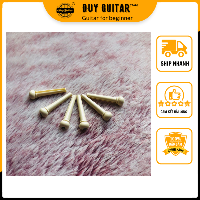 Bộ 6 chốt dây đàn guitar acoustic - chốt nhựa màu trắng - Phụ kiện đàn guitar acoustic Duy Guitar Store