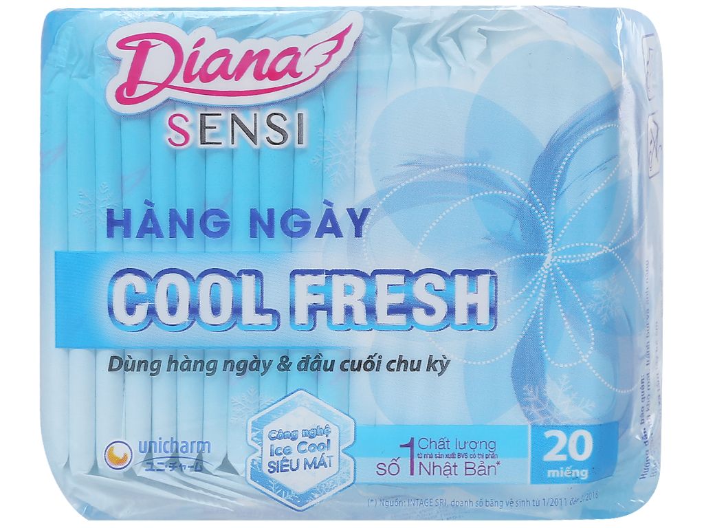 Bộ 6 gói Băng vệ sinh Diana hàng ngày Sensi Cool Fresh gói 20 miếng