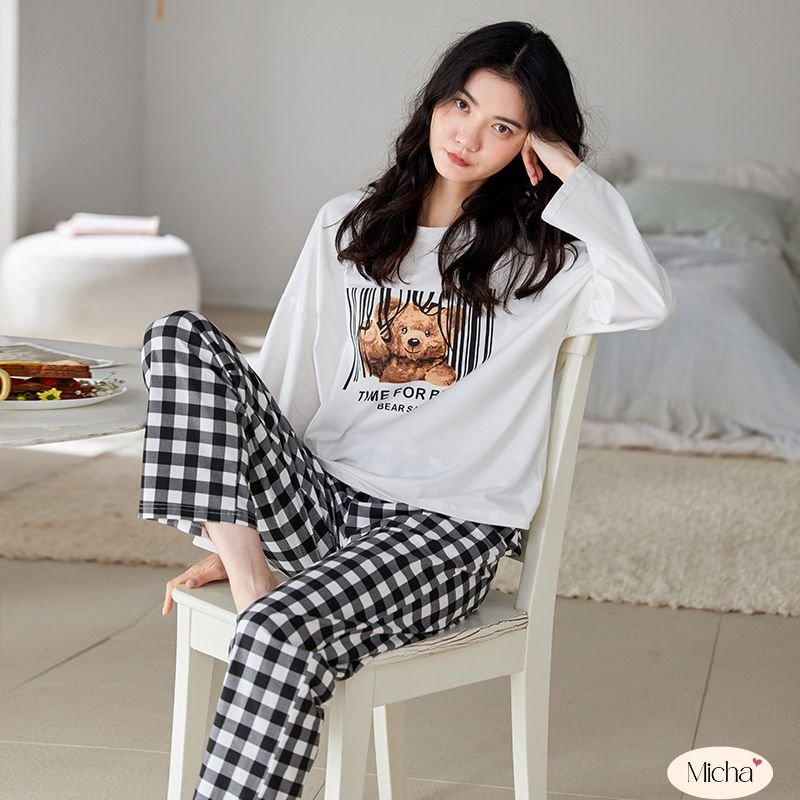 Bộ mặc nhà thu đông nữ cotton cao cấp Micha F26