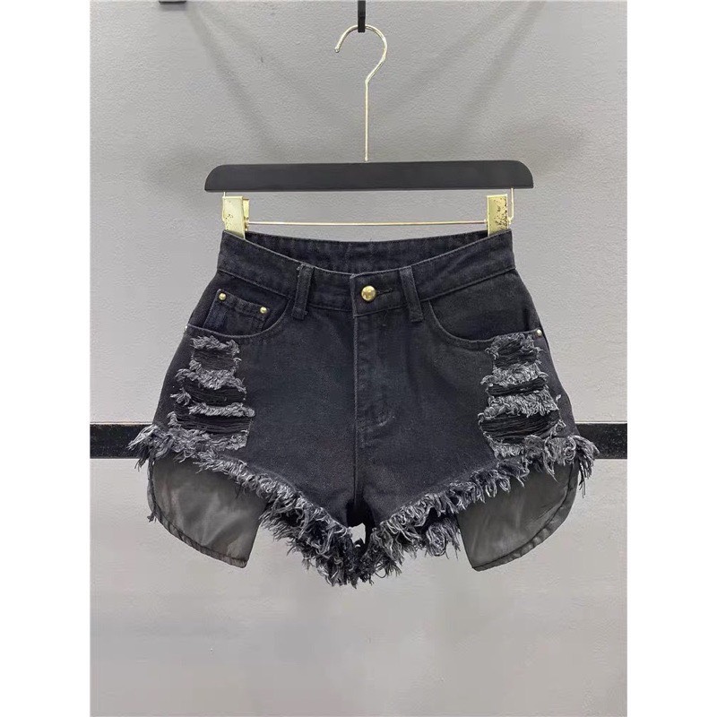 QUẦN ĐÙI JEAN NỮ KẺ RÁCH SONG SONG TÚI LÒI