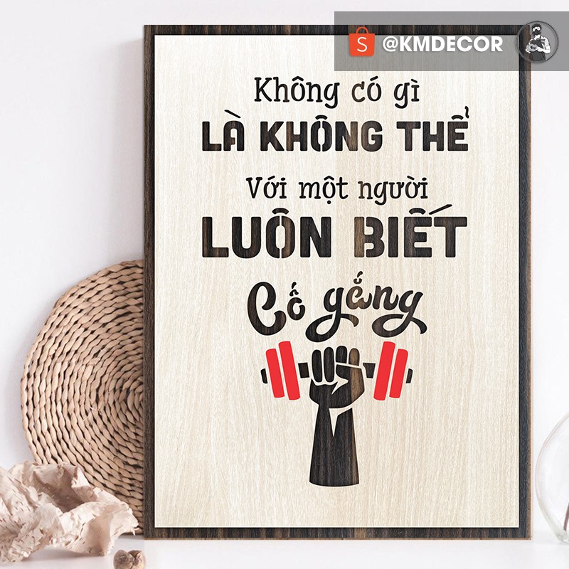 Tranh tạo động lực - mẫu câu "không có gì là không thể với một người luôn biết cố gắng"