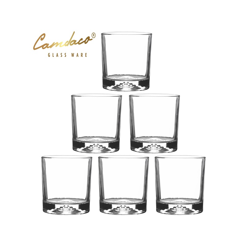 Bộ 6 Ly Cốc Thủy Tinh Tròn Đáy Xoắn Ốc 225ML Cẩm Đạt CAMDACO GLASS WARE