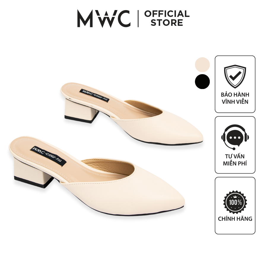 Sục Cao Gót thời trang MWC sục đế vuông 3cm mũi nhọn basic thanh lịch NUCG-4224