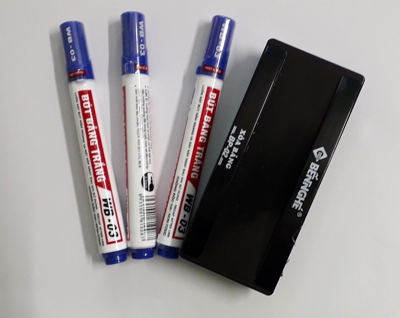 Combo 3 Cây Bút Lông  Bảng  (WB - 03  )+ 1 cái Dụng Cụ  Lau Bảng Trắng