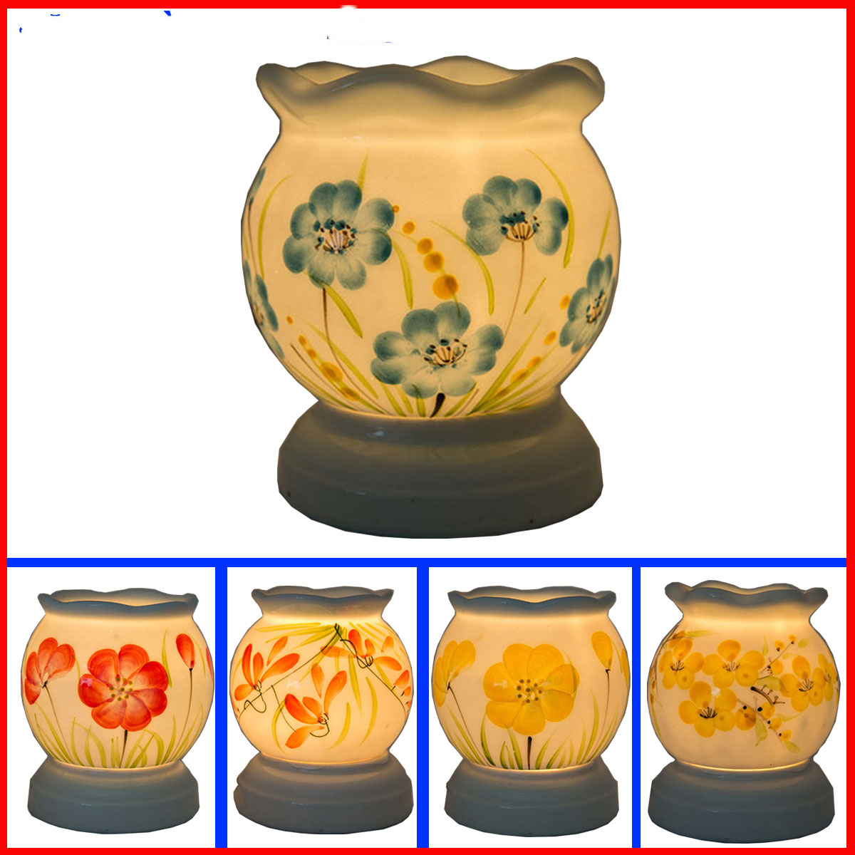 [GIÁ GỐC]Xưởng sản xuất đèn xông tinh dầu gốm Bát Tràng đuổi muỗi, xông phòng, nhiều hoa văn đẹp mắt