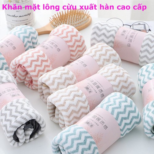 Khăn mặt lông cừu xuất hàn vân kẻ sọc