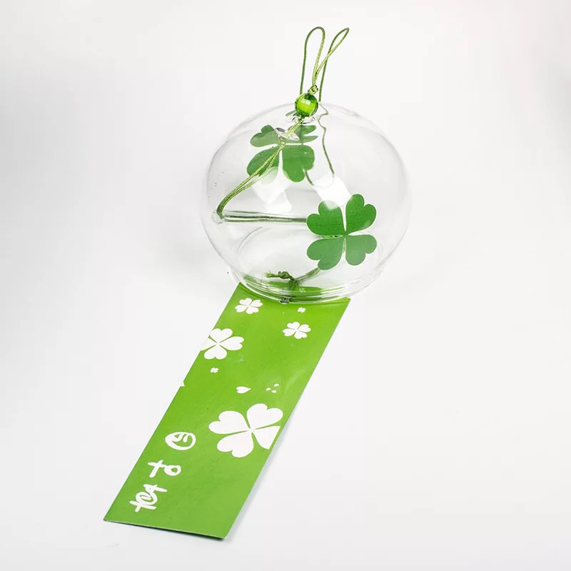 [HCM]Chuông gió thủy tinh Nhật Bản Furin cỏ 4 lá may mắn