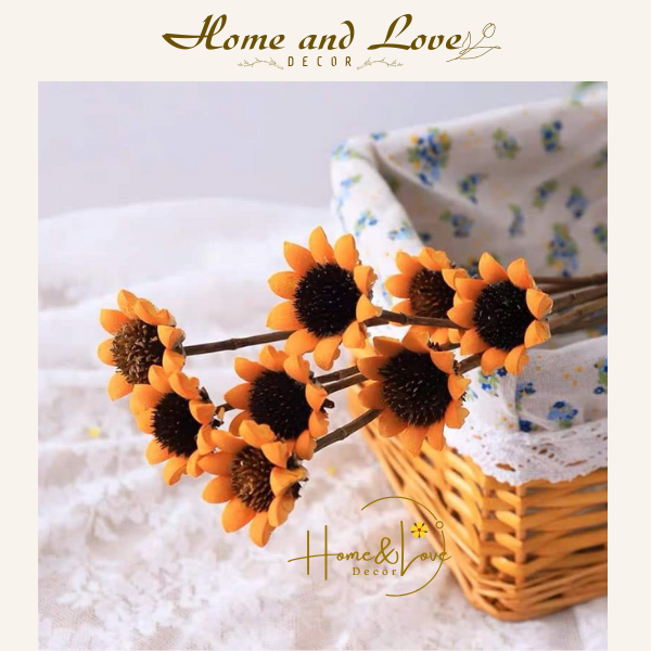 Hoa hướng dương gỗ - Hoa khô decor, trang trí nội thất