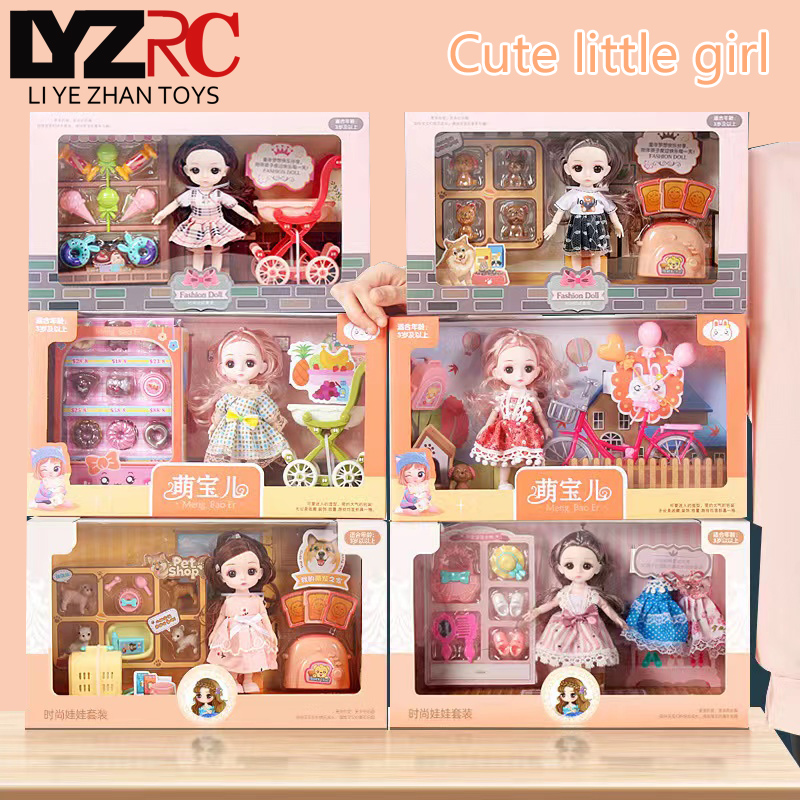 Lyzrc hộp quà tặng búp bê gia đình cho bé gái đồ chơi trẻ em bộ búp bê công chúa đồ chơi bé gái búp bê bán buôn