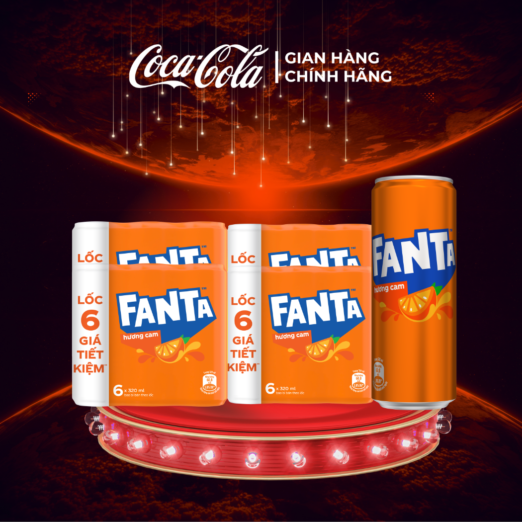 [SIÊU SALE ] Thùng 24 Lon Nước Ngọt Có Gas Fanta Vị Cam 320ml/Lon Sale 8.8 Coca-Cola Chính Hãng_LD