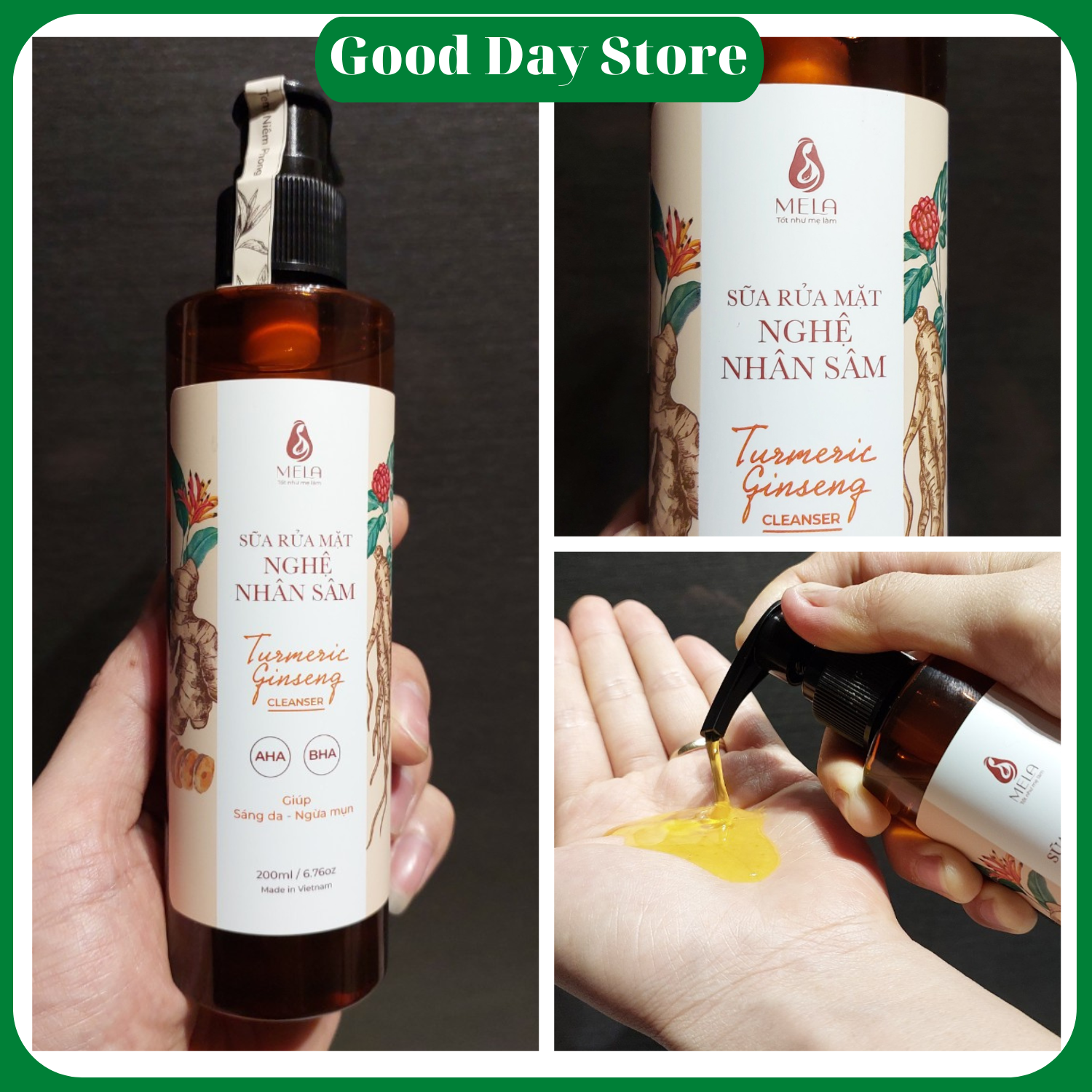 Sữa rửa mặt nghệ nhân sâm mela làm sạch dịu nhẹ giảm mụn sáng da, giảm thâm và cân bằng ph 200ml