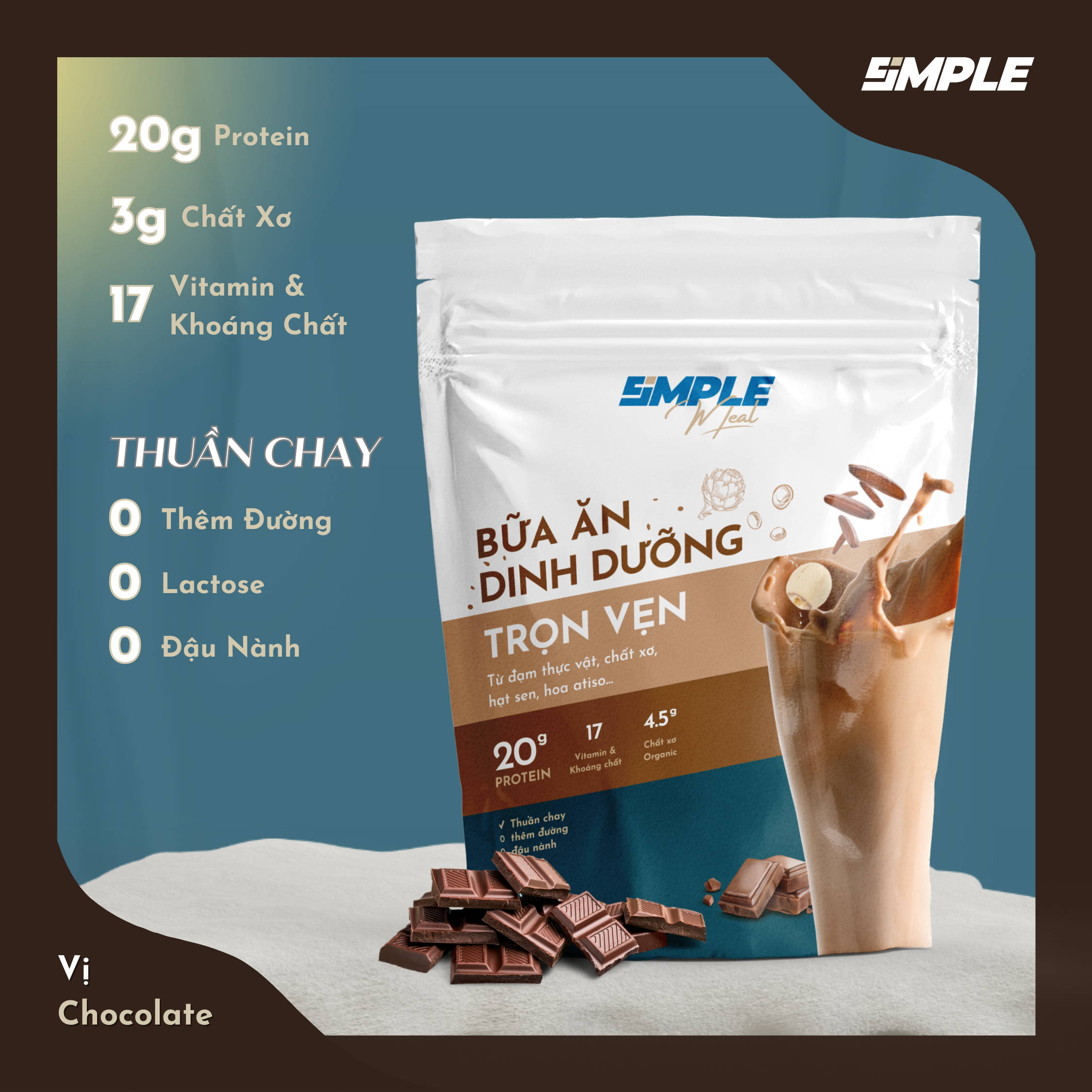 Simple Meal Bột Uống Thay Thế Bữa Ăn Vị Chocolate