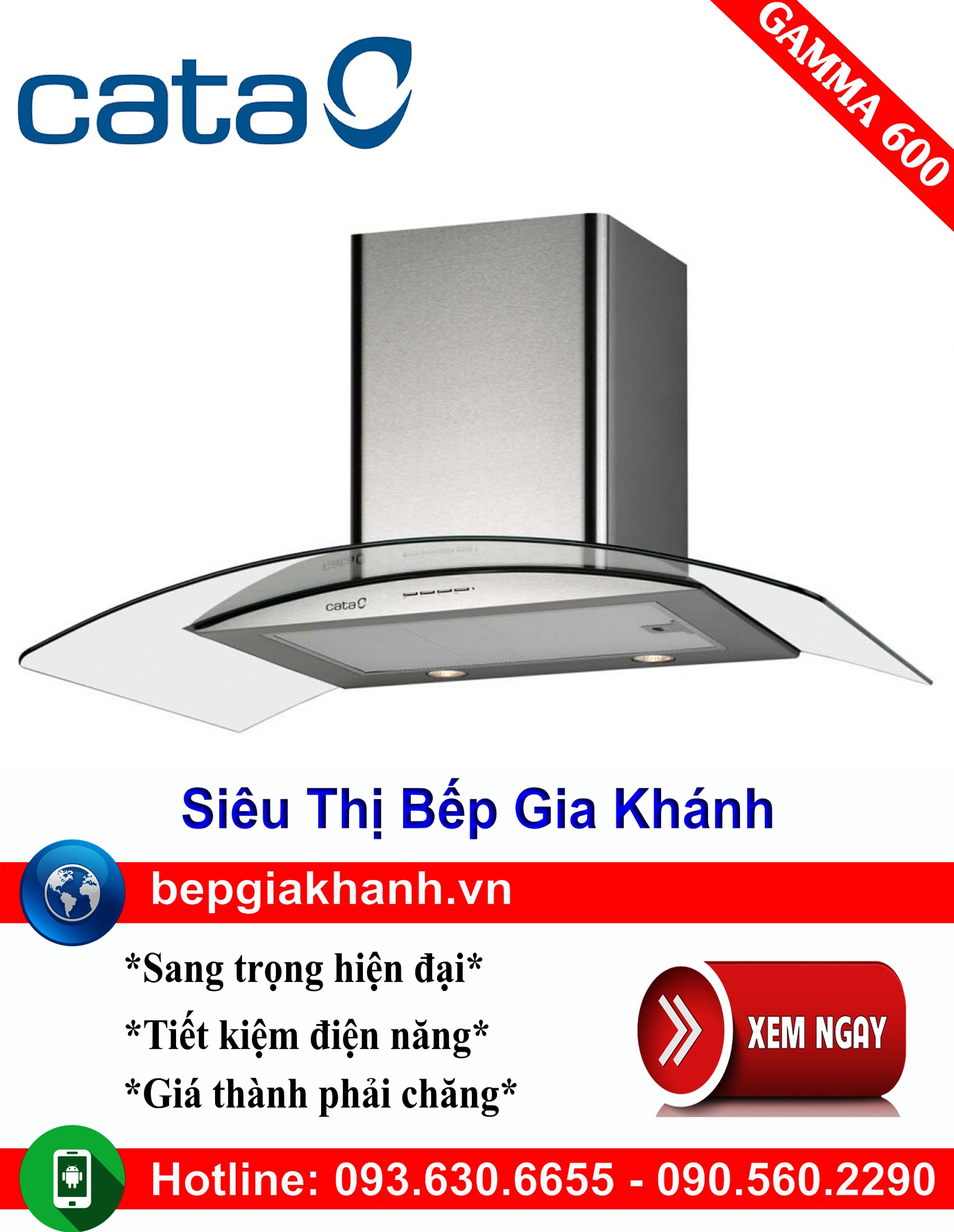 [HCM]Máy hút mùi kính cong 60cm Cata GAMMA 600 máy hút mùi nhà bếp máy hút mùi bếp máy hút mùi kính cong máy hút mùi canzy máy hút mùi mini máy hút mùi âm trần máy hút mùi electrolux may hut mui