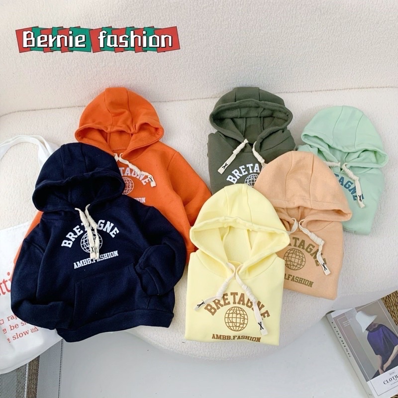 Áo khoác áo hoodie unisex bé trai bé gái nỉ bông mềm mại BERNIE cho bé 9 đến 24kg Hàn Quốc