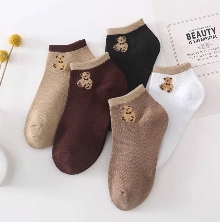 Set 10 đôi tất vớ nữ ngắn cổ mix gấu ss4 như ảnh