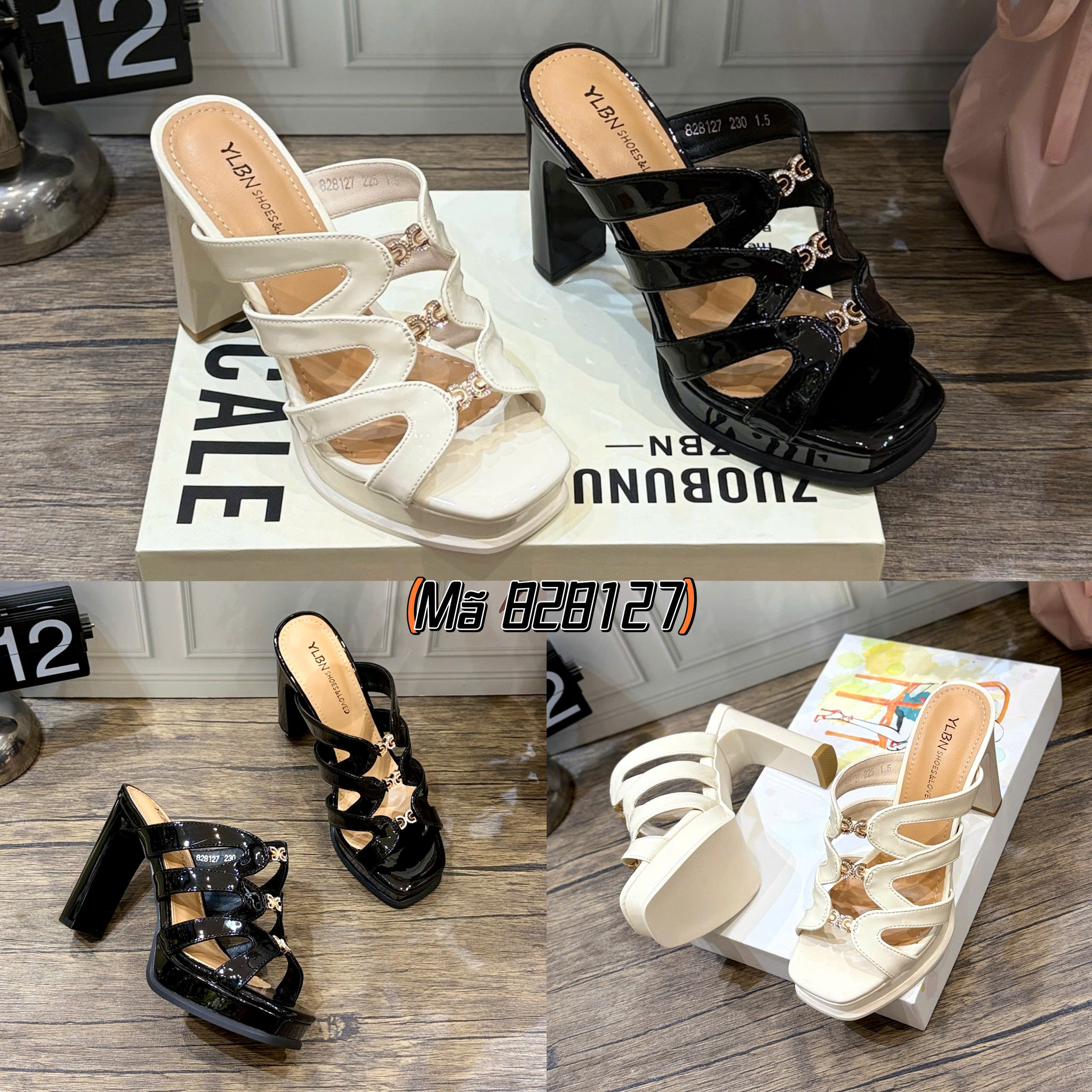 10P Square Sole Sandals Genuine Leather Fullbox 82817 Diou Phuong Shop