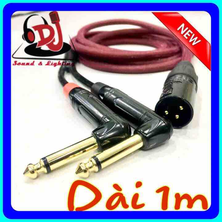 Dây Jack chia canon đực ra 2 đầu Jack 6.3 ly cong 01 mét Jack 6 ly cong, 6.5mm, Jack TS