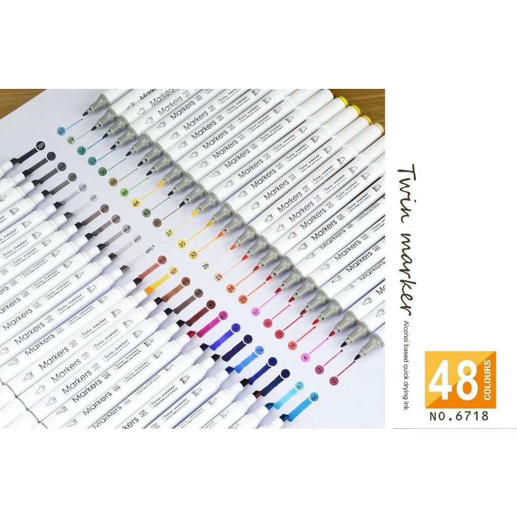 Bút dạ màu cao cấp Marker 2 đầu BaoKe MP 6718- 12 Màu/18 Màu/24 Màu/36 Màu/48 Màu